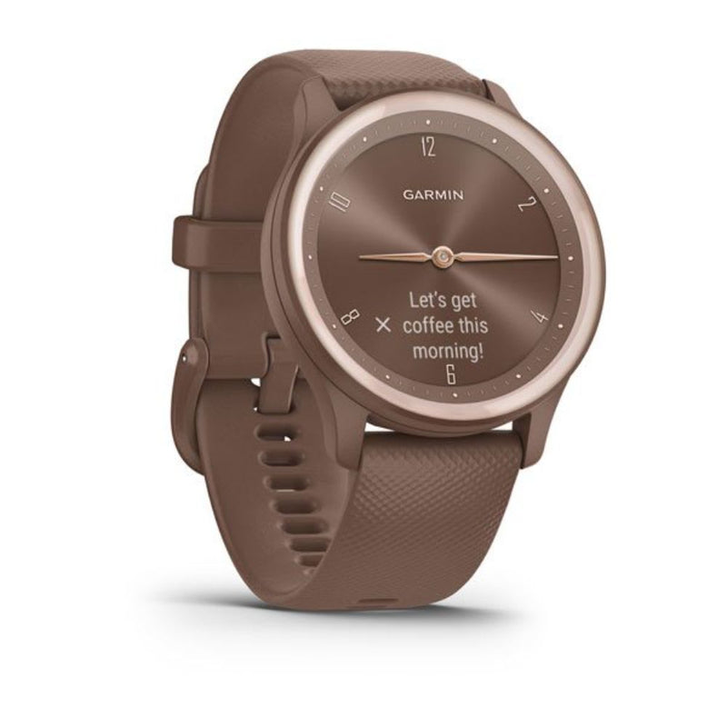 Garmin Vivomove Sport (Cocoa Case and Silicone Band with Peach Gold Accents)