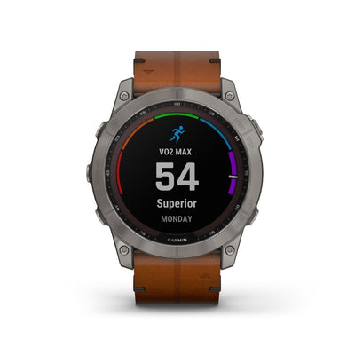 Garmin fenix 7X Sapphire Solar Edition (Titanium with Chestnut Leather Band)