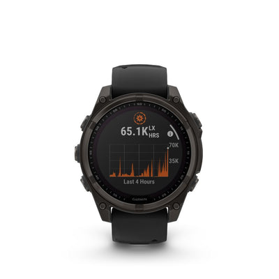 Garmin Fenix 8 51mm Solar Sapphire (Carbon Gray DLC Titanium with Black/Pebble Grey Silicone Band)