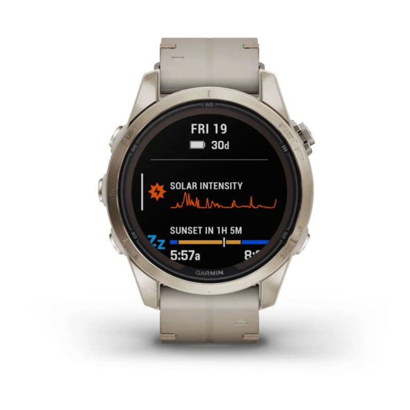 Garmin Fenix 7S Pro Sapphire Solar (Soft Gold with Limestone Leather Band)