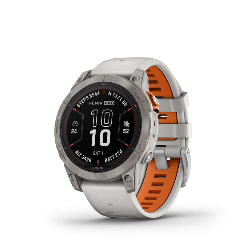 Garmin Fenix 7 Pro Sapphire Solar (Titanium with Grey and Orange Band)