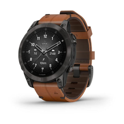 Garmin Epix (Black/Carbon Grey DLC Titanium with Chestnut Leather Band)