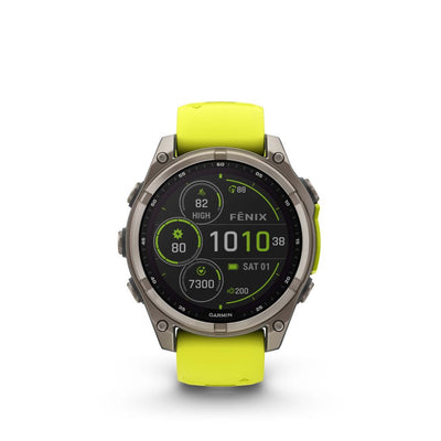 Garmin Fenix 8 51mm Solar Sapphire (Titanium with Amp Yellow/Graphite Silicone Band)