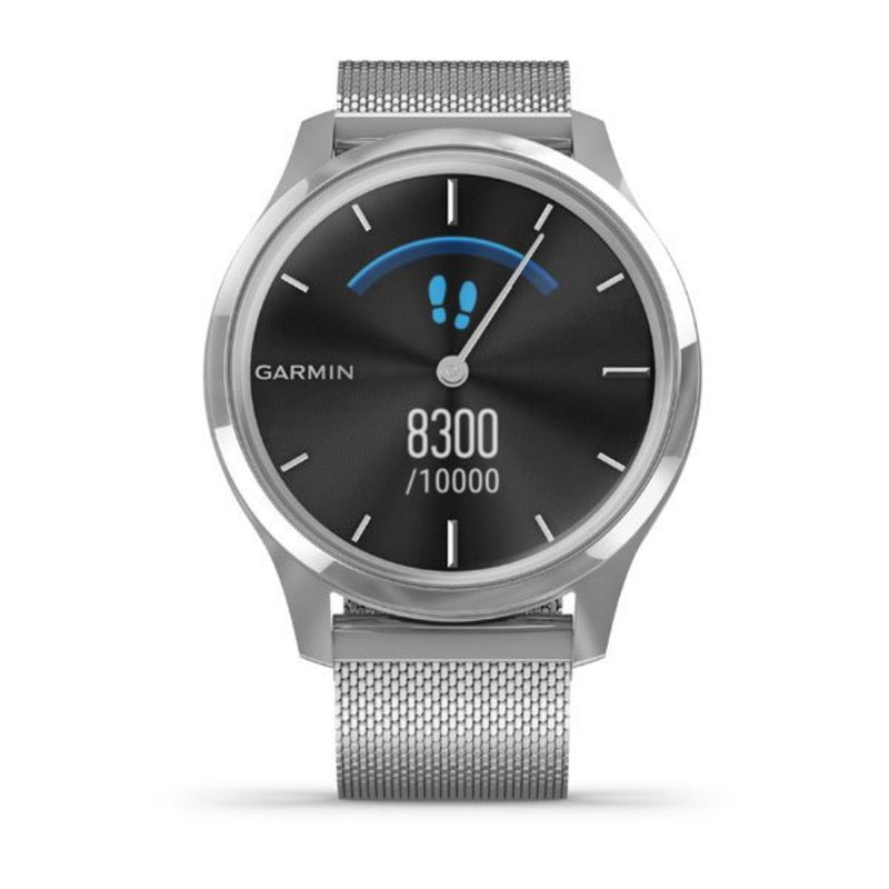 Garmin vivomove Luxe, Silver Stainless Steel Case with Silver Milanese Band