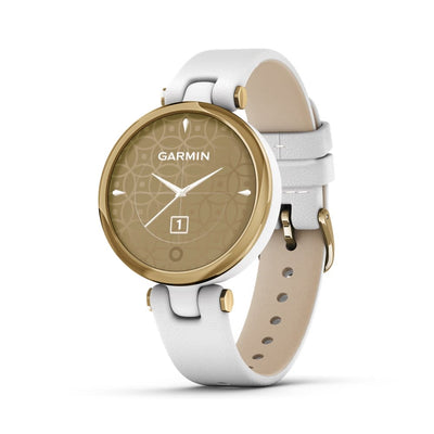 Garmin Lily Classic Edition (White with Light Gold Bezel and Italian Leather Band)