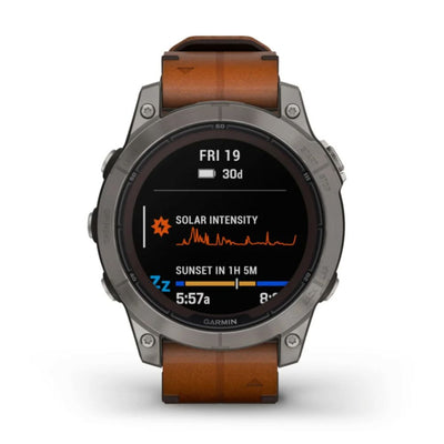 Garmin Fenix 7 Pro Sapphire Solar (Titanium with Chestnut Leather Band)