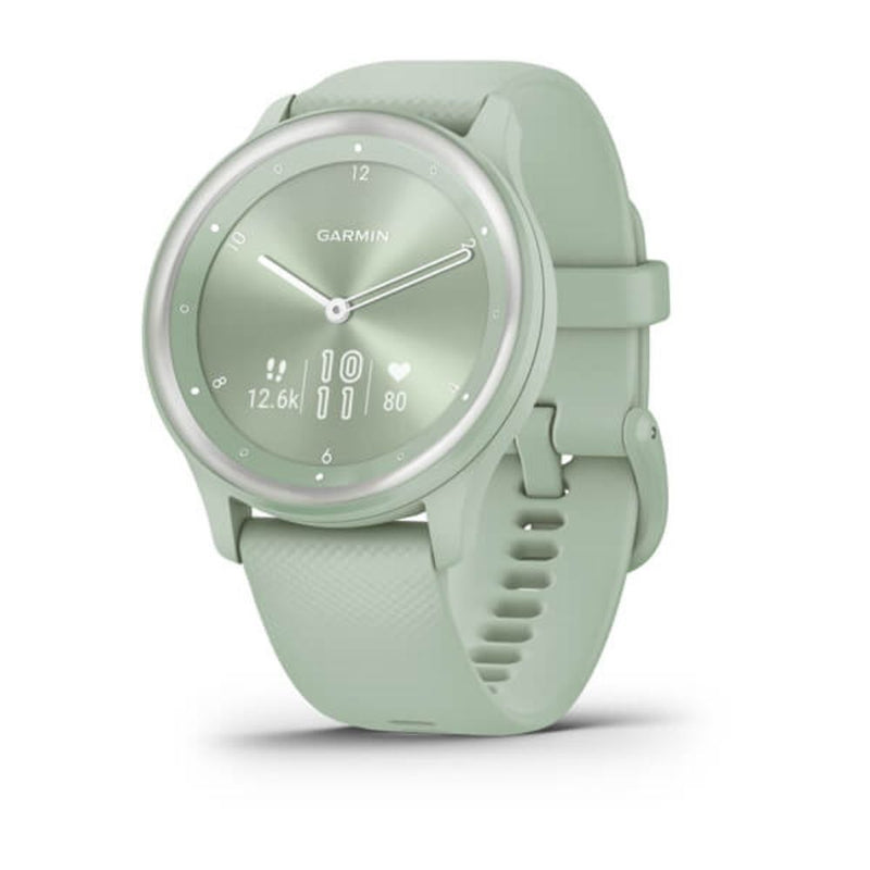 Garmin Vivomove Sport (Cool Mint Case and Silicone Band with Silver Accents)