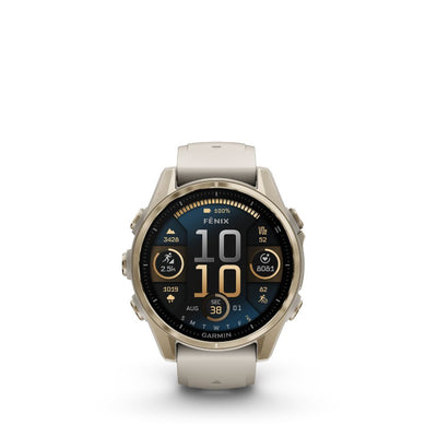 Garmin Fenix 8 43mm AMOLED Sapphire (Soft Gold with Fog Grey/Dark Sandstone Silicone Band)