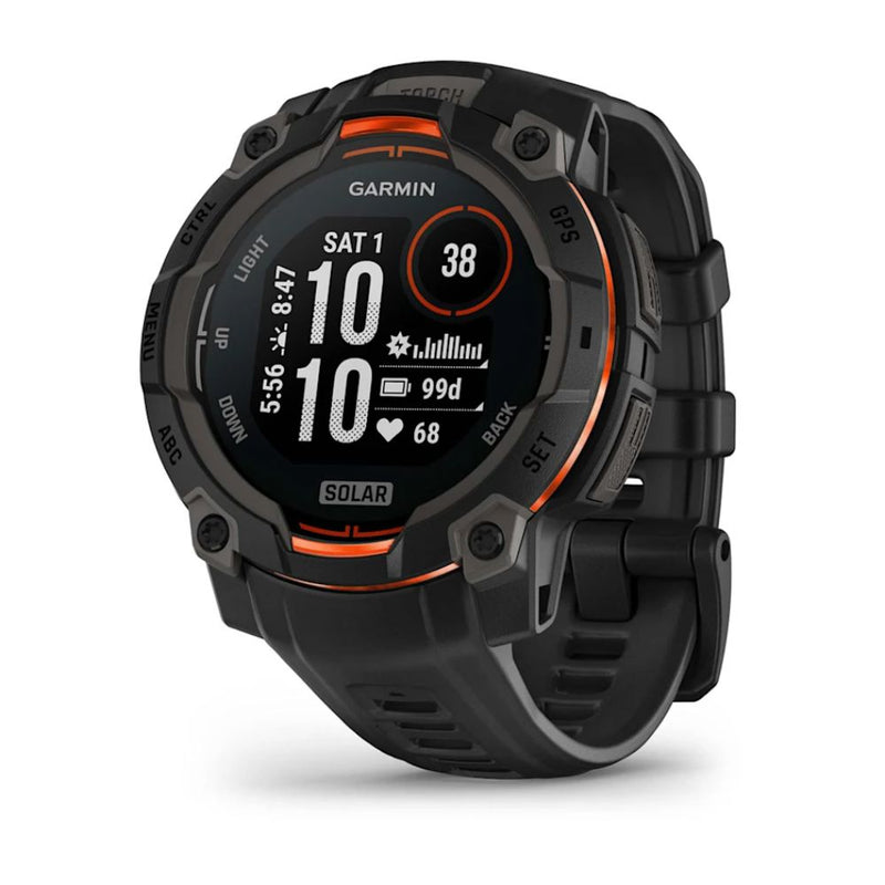 Garmin Instinct 3 – 50 mm, Solar Black with Charcoal Silicone Band