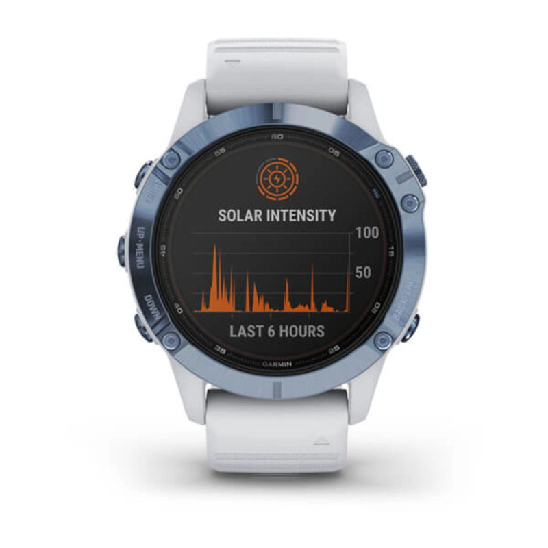 Garmin Fenix 6 - Pro Solar Edition (Mineral Blue with Whitestone Band)