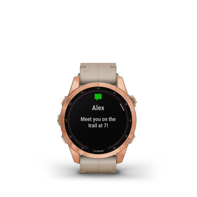 Garmin Fenix 7S Sapphire Solar (Rose Gold Titanium with Limestone Leather Band)