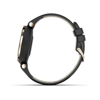 Garmin Lily Classic Edition (Black with Cream Gold Bezel and Italian Leather Band)