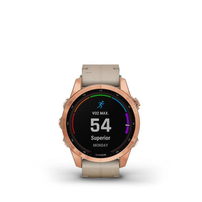 Garmin Fenix 7S Sapphire Solar (Rose Gold Titanium with Limestone Leather Band)