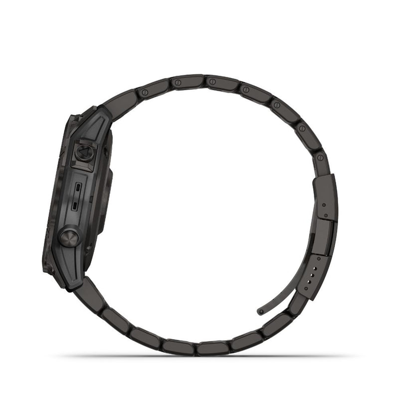 Garmin Fenix 7 Sapphire Solar (Carbon Grey DLC Titanium with Carbon Grey DLC Vented Titanium Band and Black Silicone Band)