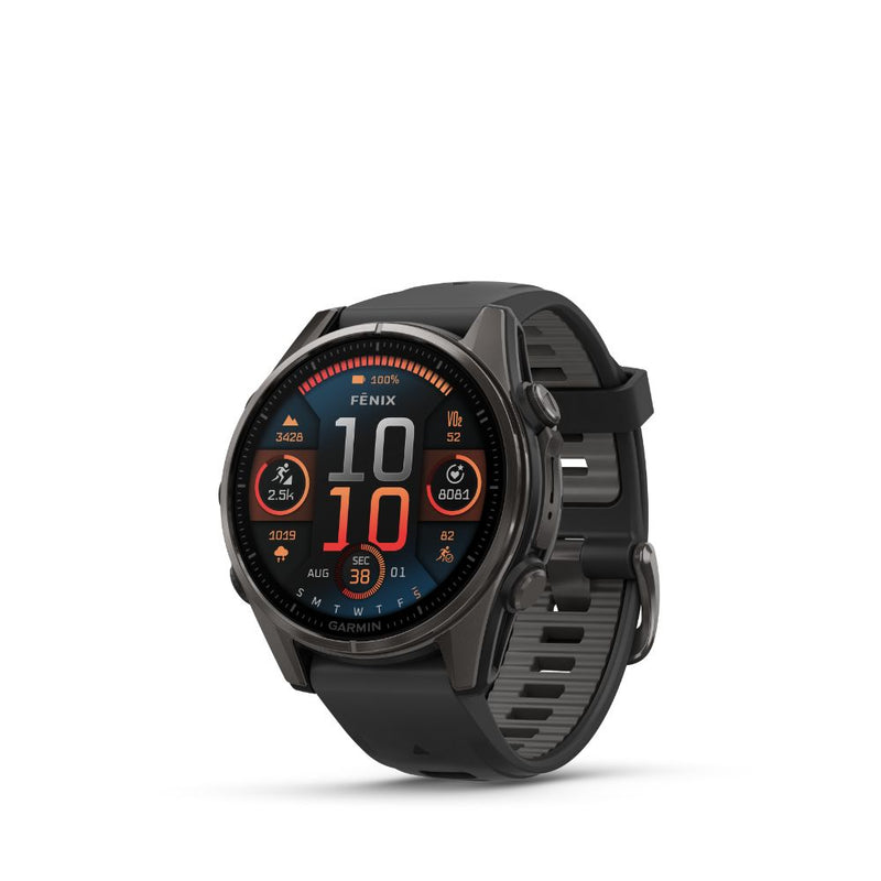 Garmin Fenix 8 51mm AMOLED Sapphire (Carbon Gray DLC Titanium with Black/Pebble Grey Silicone Band)