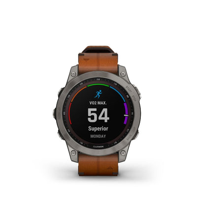 Garmin Fenix 7 Sapphire Solar (Titanium with Chestnut Leather Band)