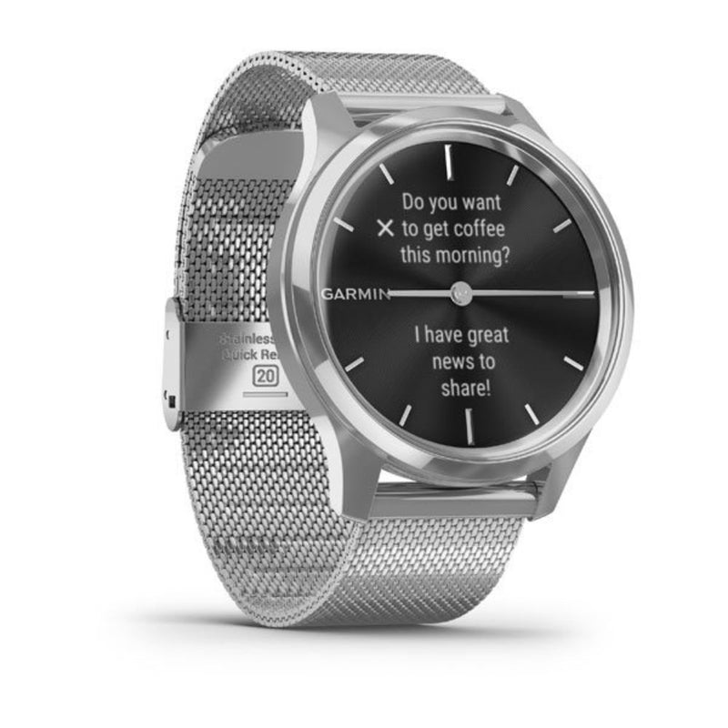 Garmin vivomove Luxe, Silver Stainless Steel Case with Silver Milanese Band