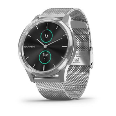 Garmin vivomove Luxe, Silver Stainless Steel Case with Silver Milanese Band