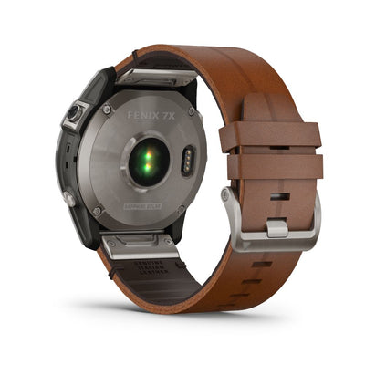 Garmin fenix 7X Sapphire Solar Edition (Titanium with Chestnut Leather Band)