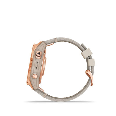 Garmin Fenix 7S Sapphire Solar (Rose Gold Titanium with Limestone Leather Band)