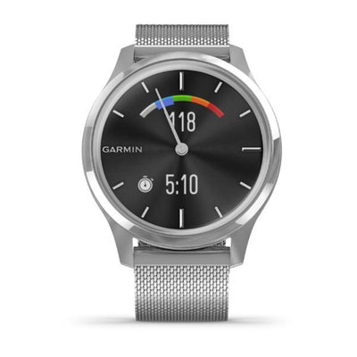 Garmin vivomove Luxe, Silver Stainless Steel Case with Silver Milanese Band