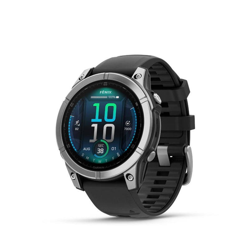 Garmin Fenix E 47mm AMOLED (Stainless Steel with Black Silicone Band)