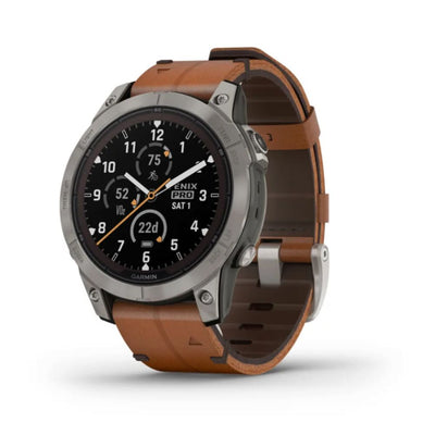 Garmin Fenix 7 Pro Sapphire Solar (Titanium with Chestnut Leather Band)