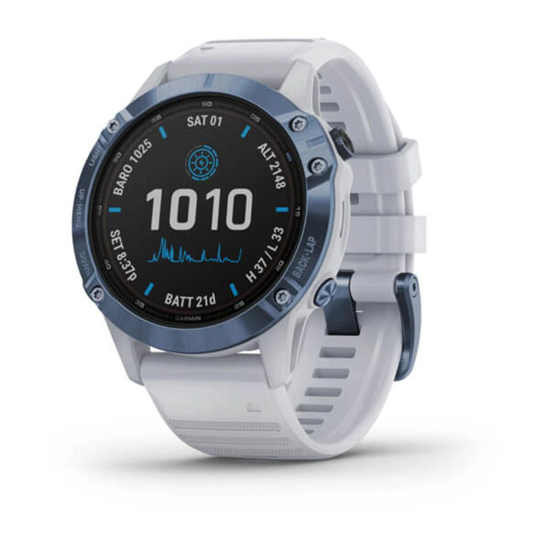 Garmin Fenix 6 - Pro Solar Edition (Mineral Blue with Whitestone Band)