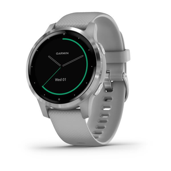 Garmin vivoactive 4S, Powder Gray with Silver Hardware