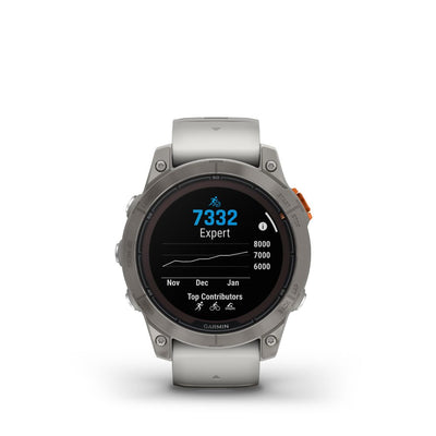 Garmin Fenix 7 Pro Sapphire Solar (Titanium with Grey and Orange Band)