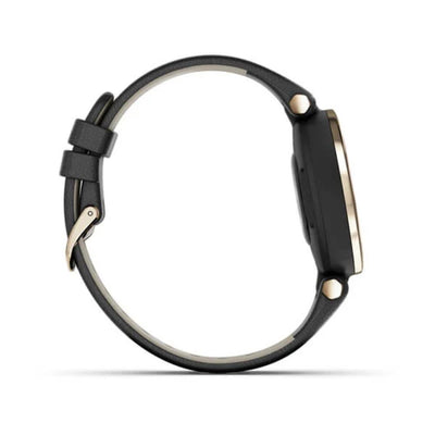 Garmin Lily Classic Edition (Black with Cream Gold Bezel and Italian Leather Band)