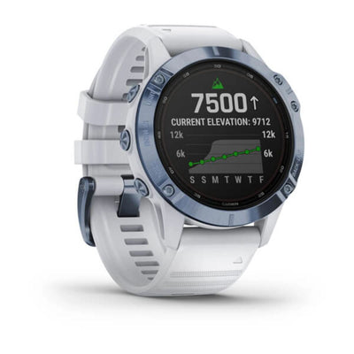 Garmin Fenix 6 - Pro Solar Edition (Mineral Blue with Whitestone Band)