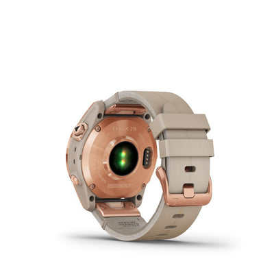 Garmin Fenix 7S Sapphire Solar (Rose Gold Titanium with Limestone Leather Band)