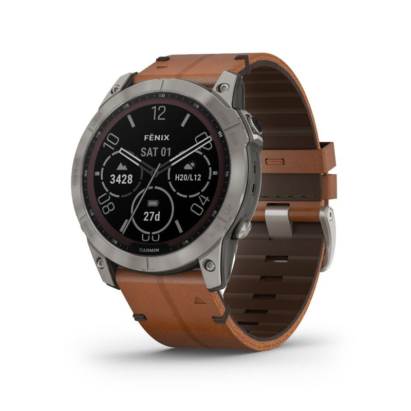 Garmin fenix 7X Sapphire Solar Edition (Titanium with Chestnut Leather Band)