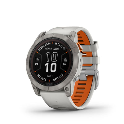 Garmin Fenix 7X Pro Sapphire Solar (Titanium with Grey and Orange Band)