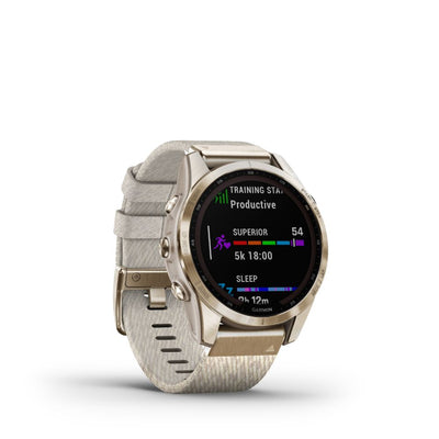 Garmin fenix 7S Sapphire Solar Edition (Cream Gold Titanium with Cream Heathered Nylon Band)