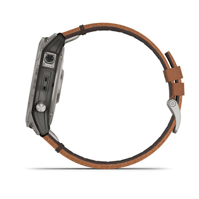 Garmin fenix 7X Sapphire Solar Edition (Titanium with Chestnut Leather Band)