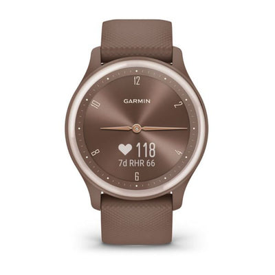 Garmin Vivomove Sport (Cocoa Case and Silicone Band with Peach Gold Accents)