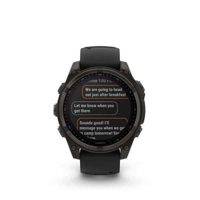 Garmin Fenix 8 47mm Solar Sapphire (Carbon Gray DLC Titanium with Black/Pebble Grey Silicone Band)