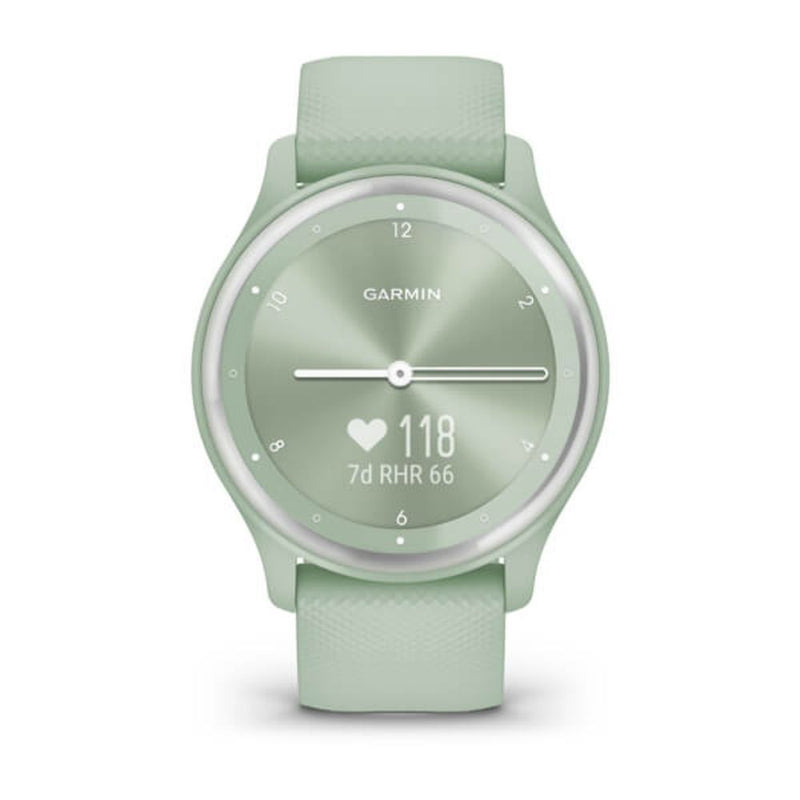 Garmin Vivomove Sport (Cool Mint Case and Silicone Band with Silver Accents)