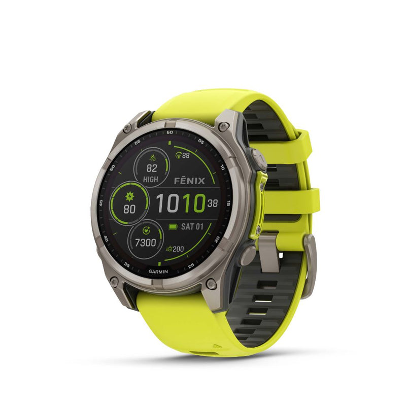 Garmin Fenix 8 51mm Solar Sapphire (Titanium with Amp Yellow/Graphite Silicone Band)